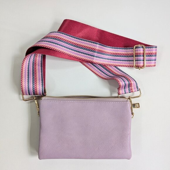 JEN & CO Izzy Lavender Vegan Leather Crossbody Bag Guitar Adjustable Strap  NEW - Picture 1 of 9
